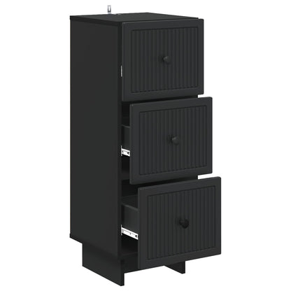 Drawer Cabinet Black 33 x 34.5 x 90 cm Engineered Wood