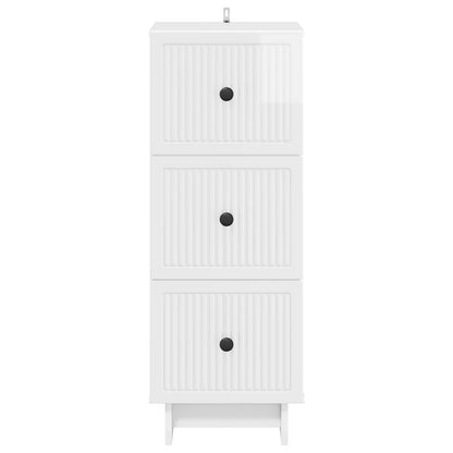 Drawer Cabinet High Gloss White 33 x 34.5 x 90 cm