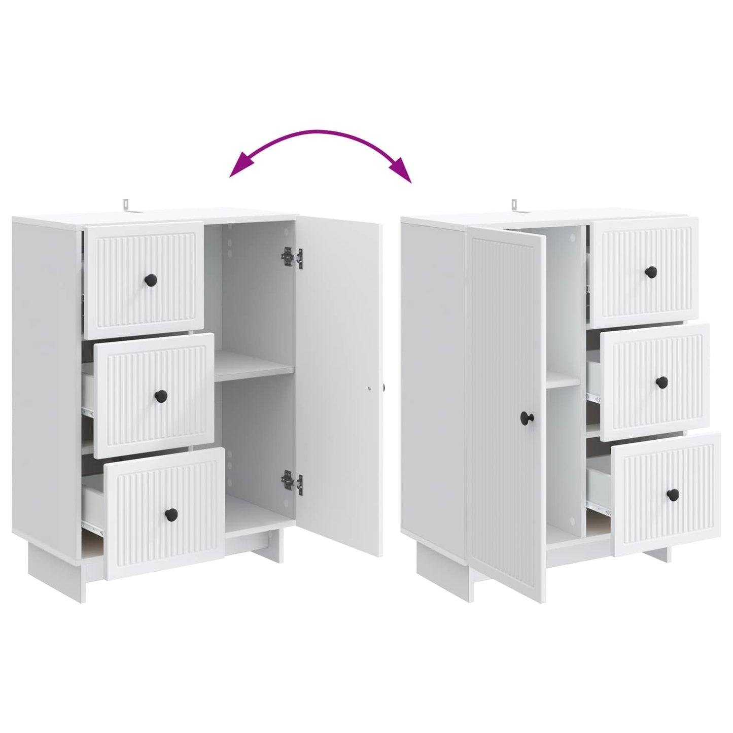 Sideboard with Drawer White 66 x 34.5 x 90 cm Engineered Wood