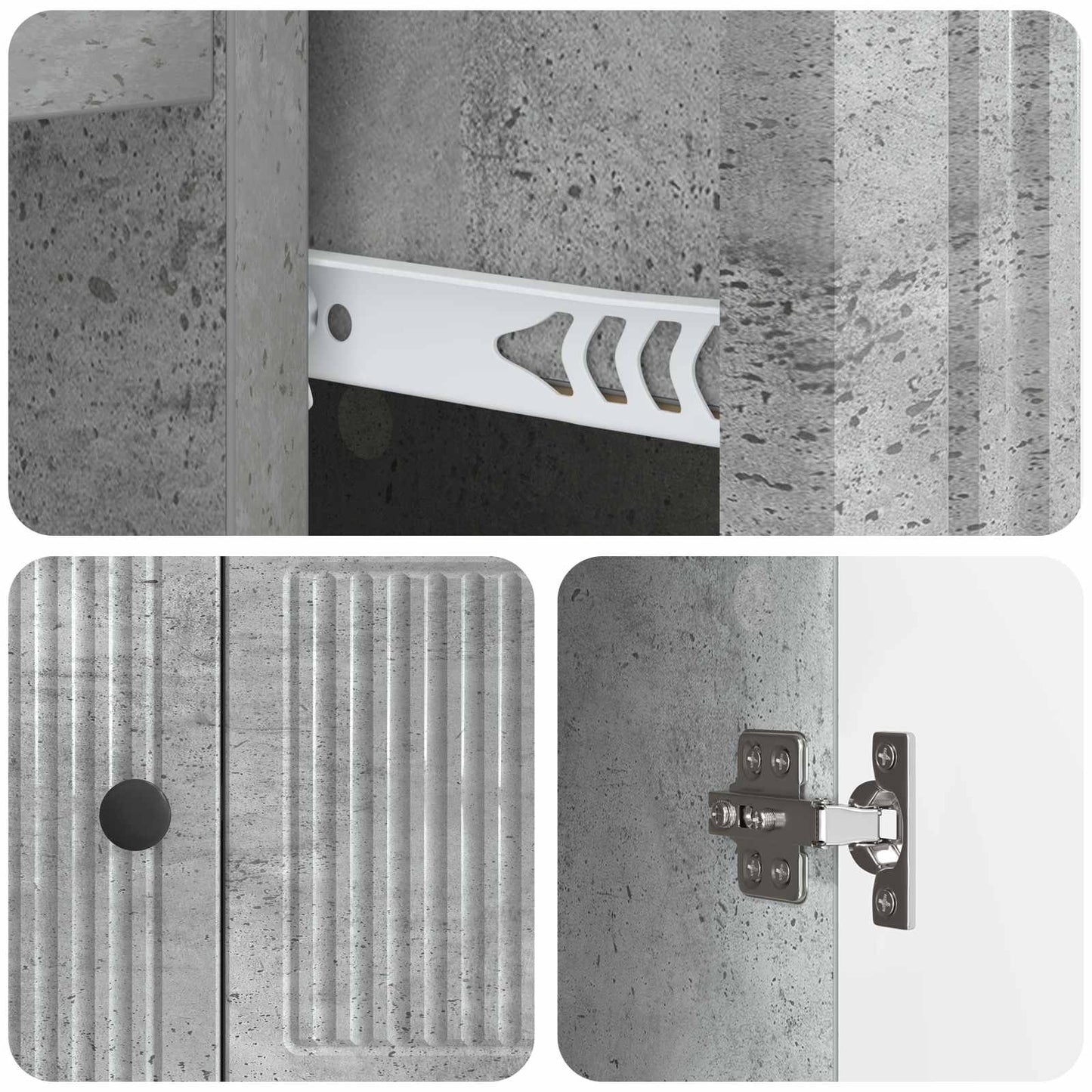 Sideboard Concrete Grey 66 x 34.5 x 90 cm Engineered Wood