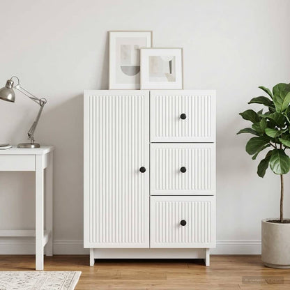 Sideboard High Gloss White 66 x 34.5 x 90 cm Engineered Wood