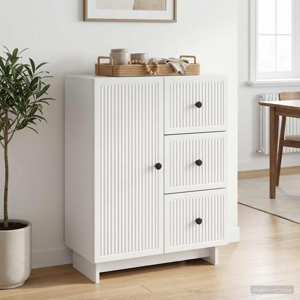 Sideboard High Gloss White 66 x 34.5 x 90 cm Engineered Wood