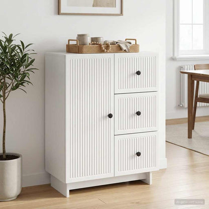 Sideboard High Gloss White 66 x 34.5 x 90 cm Engineered Wood