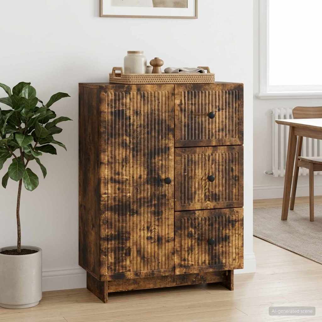 Sideboard Smoked Oak 66 x 34.5 x 90 cm Engineered Wood