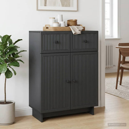 Sideboard with Drawer Black 66 x 34.5 x 90 cm Engineered Wood