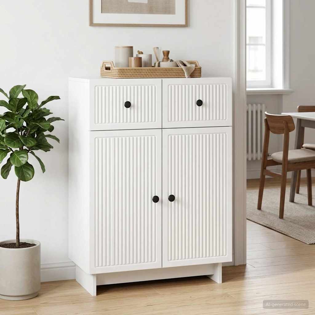 Sideboard High Gloss White 66 x 34.5 x 90 cm Engineered Wood