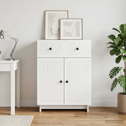Sideboard High Gloss White 66 x 34.5 x 90 cm Engineered Wood