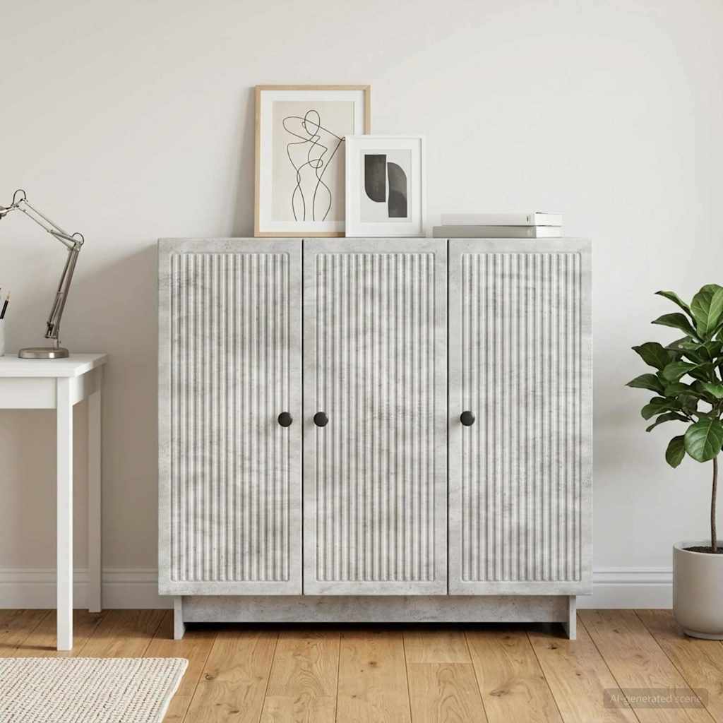 Sideboard Concrete Grey 89 x 34.5 x 80 cm Engineered Wood