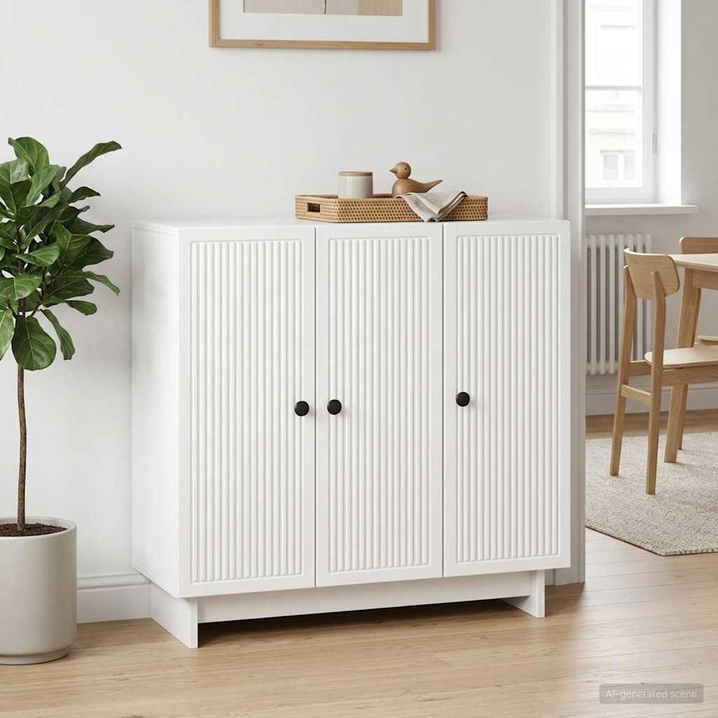 Sideboard High Gloss White 89 x 34.5 x 80 cm Engineered Wood