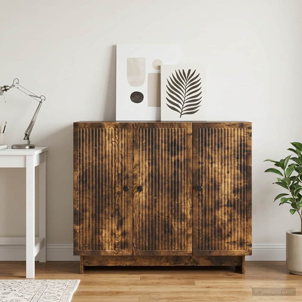 Sideboard Smoked Oak 89 x 34.5 x 80 cm Engineered Wood