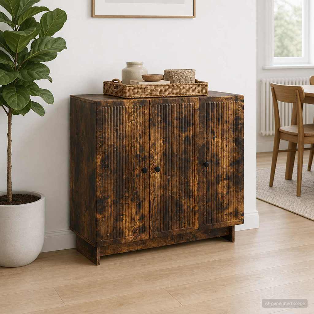 Sideboard Smoked Oak 89 x 34.5 x 80 cm Engineered Wood