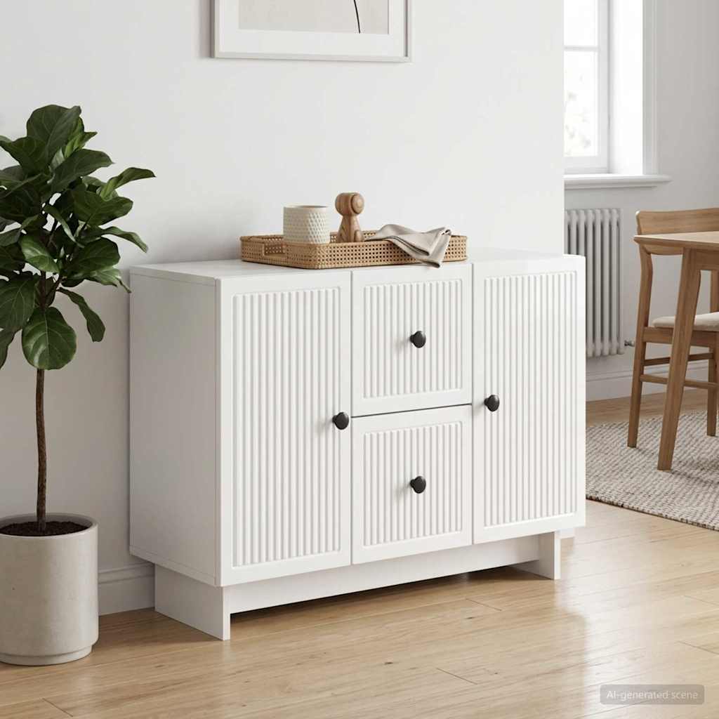 Sideboard High Gloss White 89 x 34.5 x 60 cm Engineered Wood
