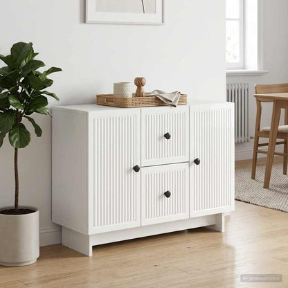 Sideboard High Gloss White 89 x 34.5 x 60 cm Engineered Wood