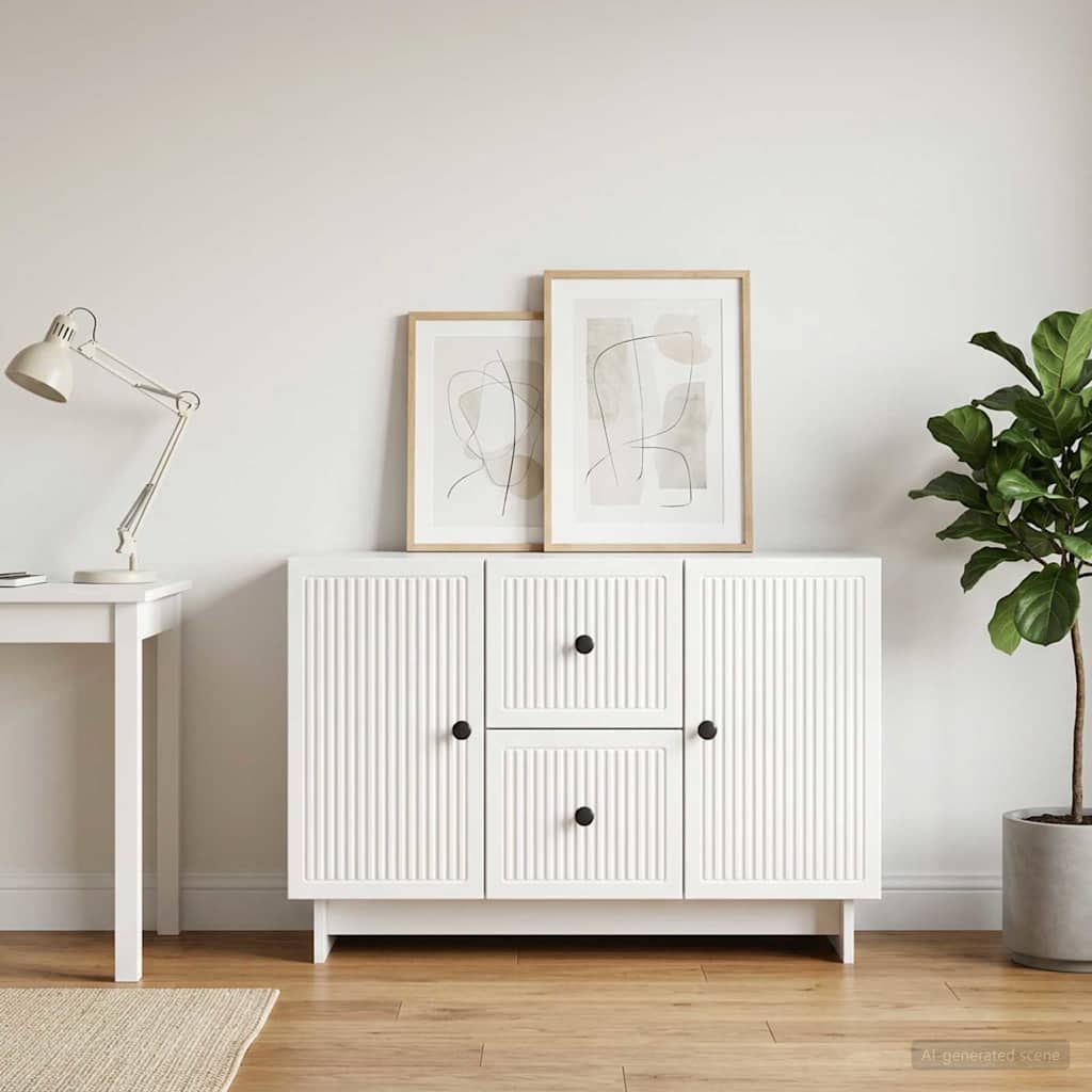 Sideboard High Gloss White 89 x 34.5 x 60 cm Engineered Wood