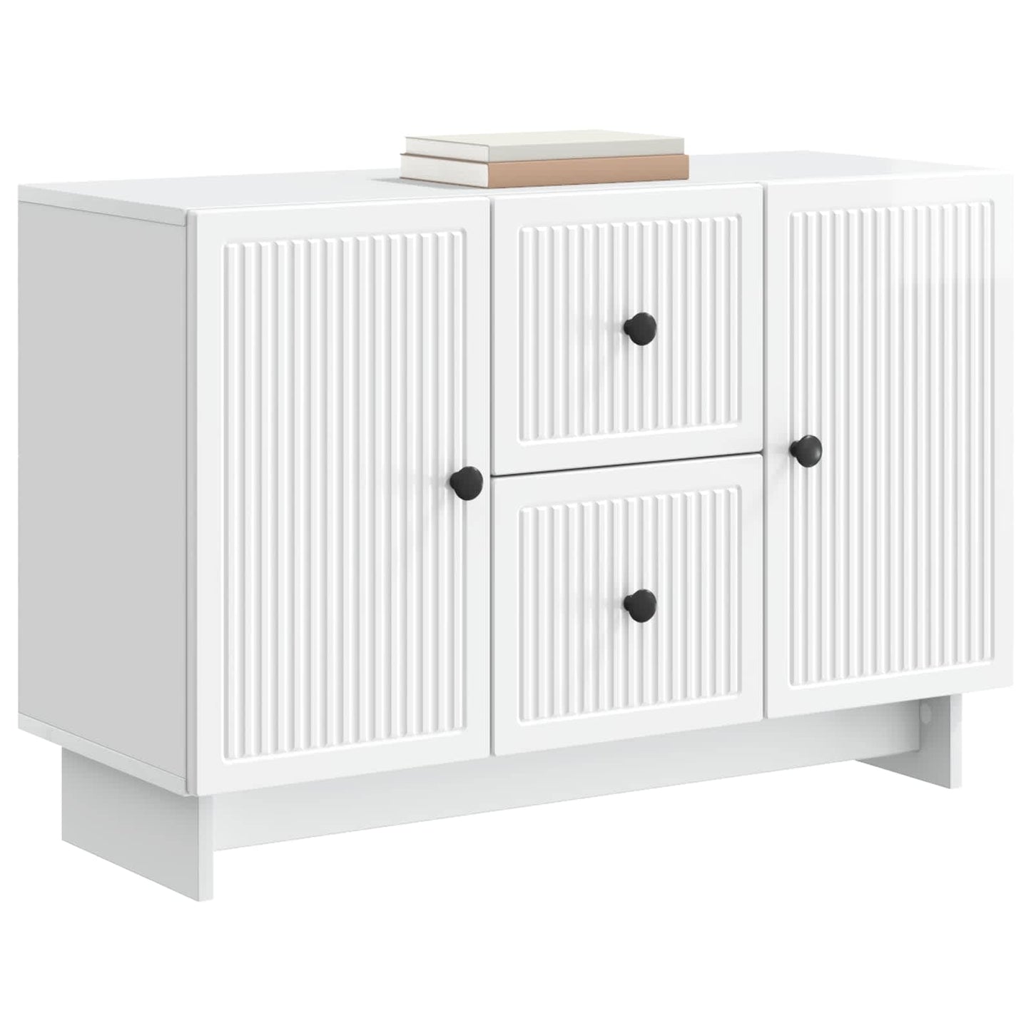Sideboard High Gloss White 89 x 34.5 x 60 cm Engineered Wood