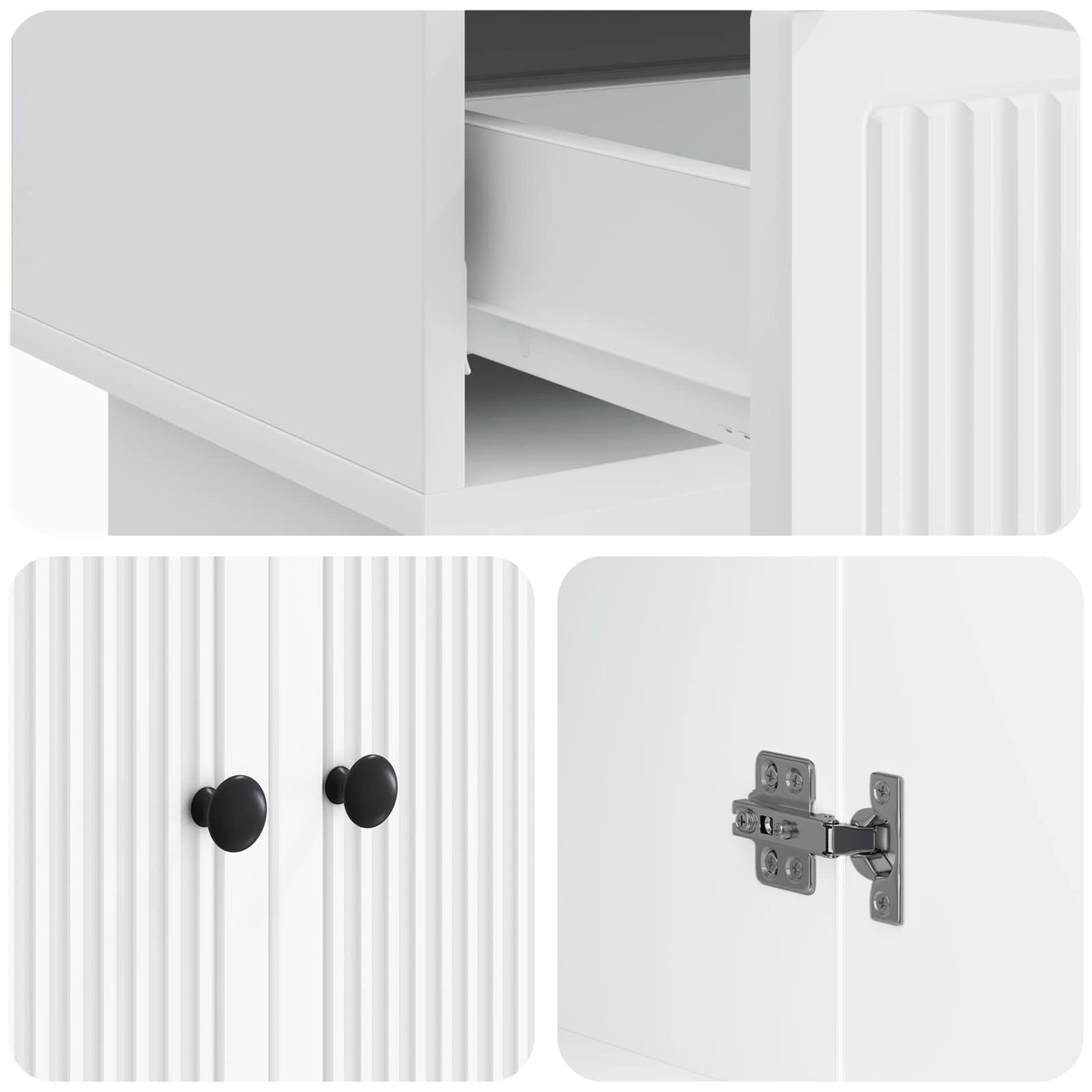 Sideboard White 66 x 34.5 x 95 cm Engineered Wood