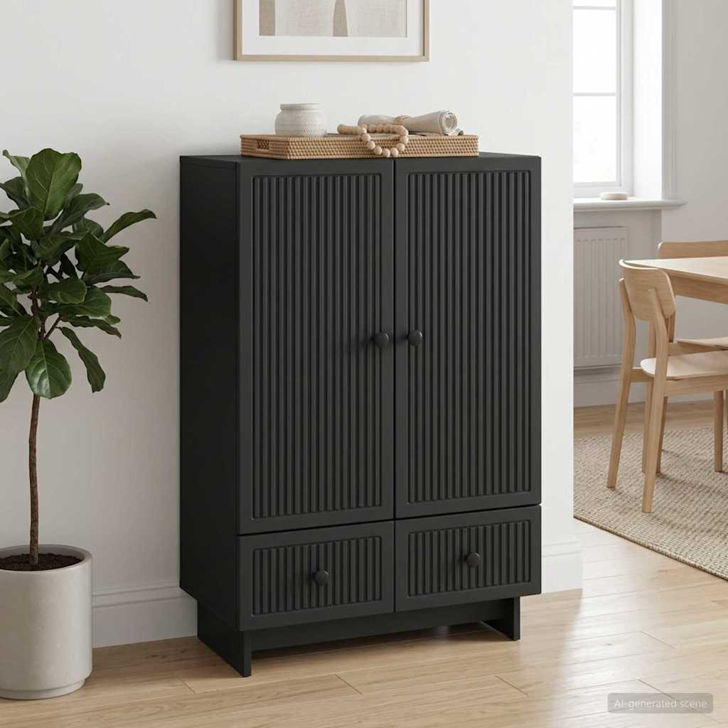 Sideboard Black 66 x 34.5 x 95 cm Engineered Wood