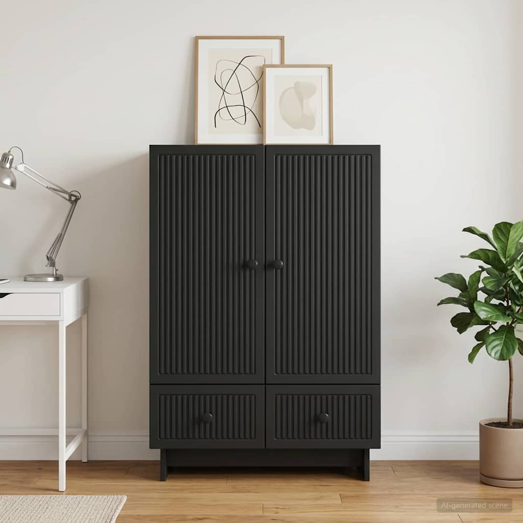 Sideboard Black 66 x 34.5 x 95 cm Engineered Wood