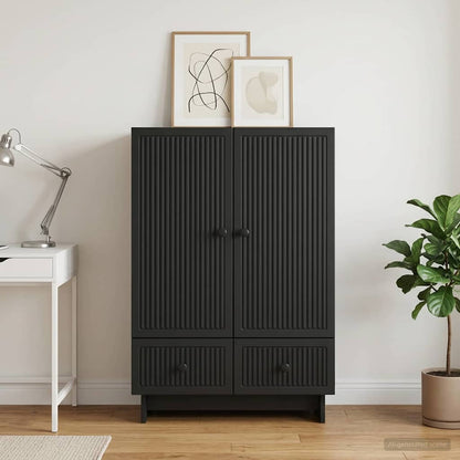 Sideboard Black 66 x 34.5 x 95 cm Engineered Wood