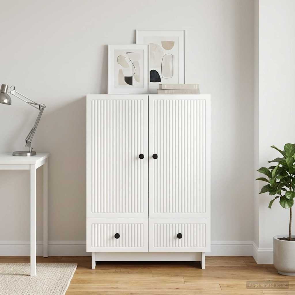 Sideboard High Gloss White 66 x 34.5 x 95 cm Engineered Wood
