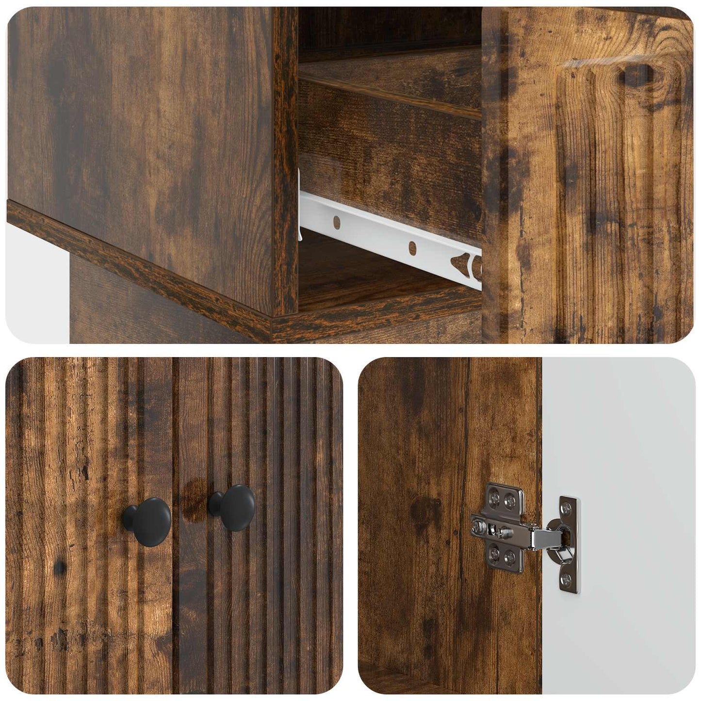 Sideboard Smoked Oak 66 x 34.5 x 95 cm Engineered Wood