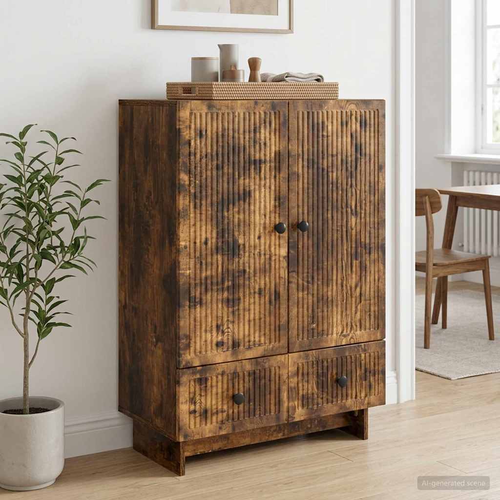 Sideboard Smoked Oak 66 x 34.5 x 95 cm Engineered Wood