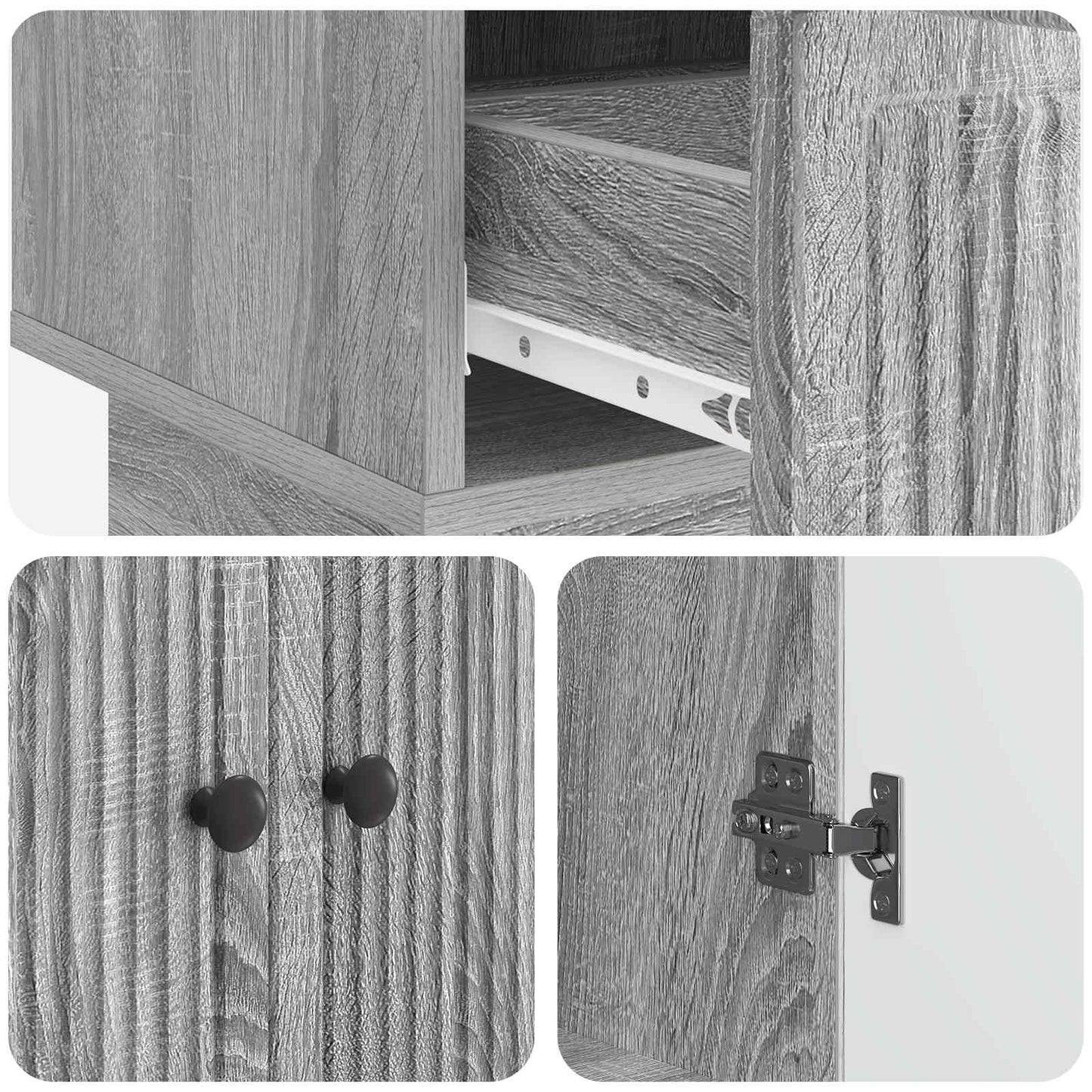 Sideboard Grey Sonoma 66 x 34.5 x 95 cm Engineered Wood