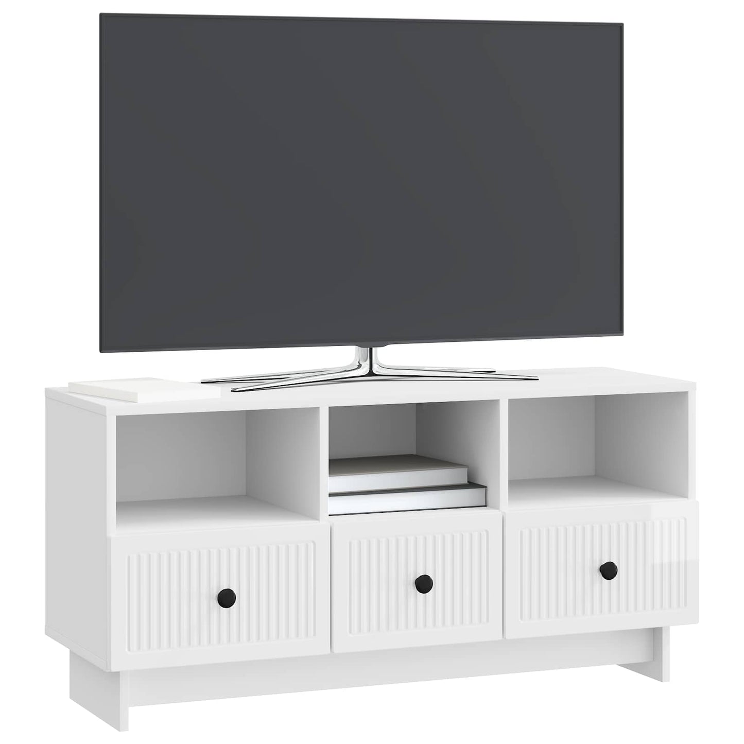 TV Cabinet High Gloss White 102 x 34.5 x 50 cm Engineered Wood