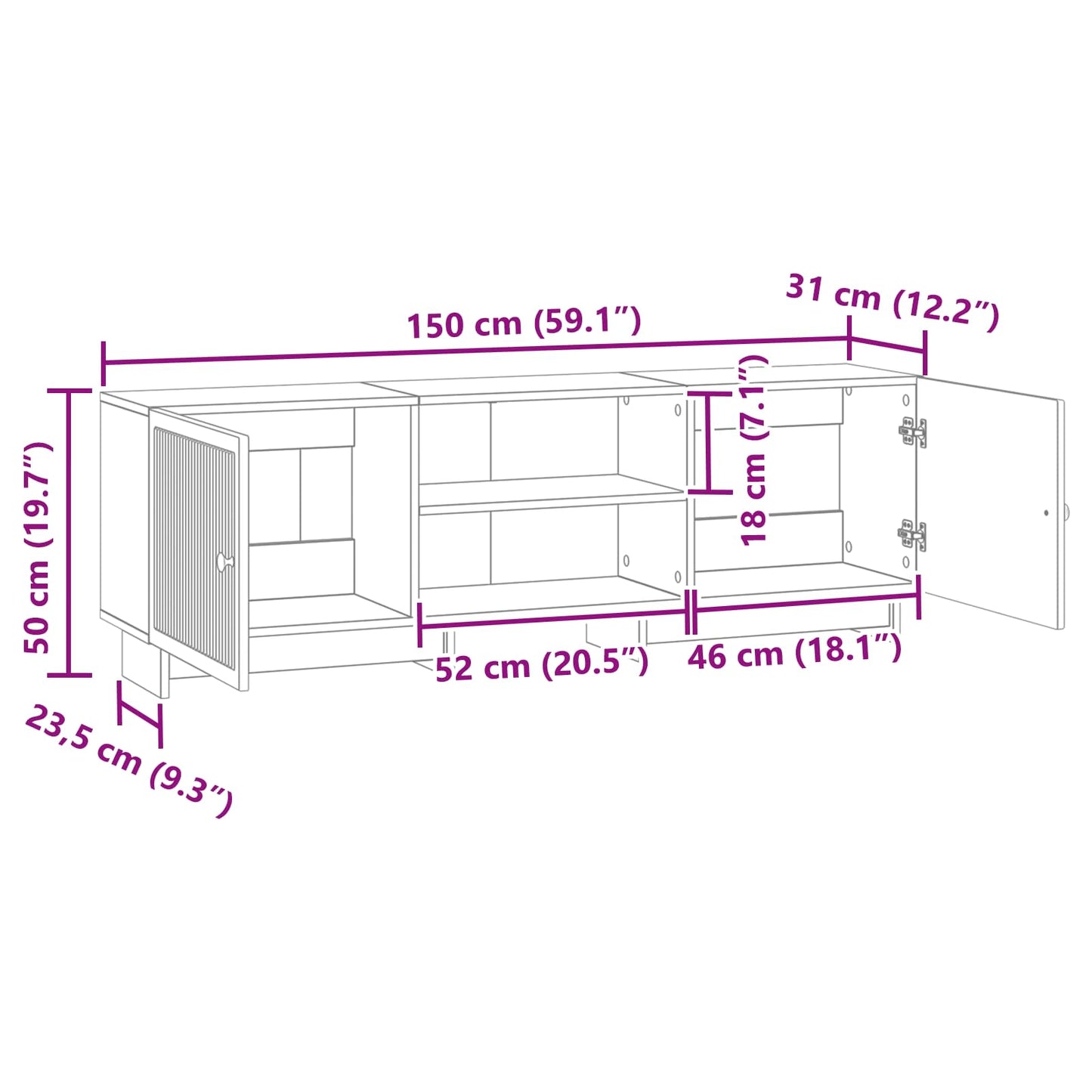 TV Cabinet 150 x 31 x 50 cm Concrete Grey Engineered Wood