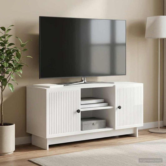 TV Cabinet 102 x 34.5 x 50 cm High Gloss White Engineered Wood
