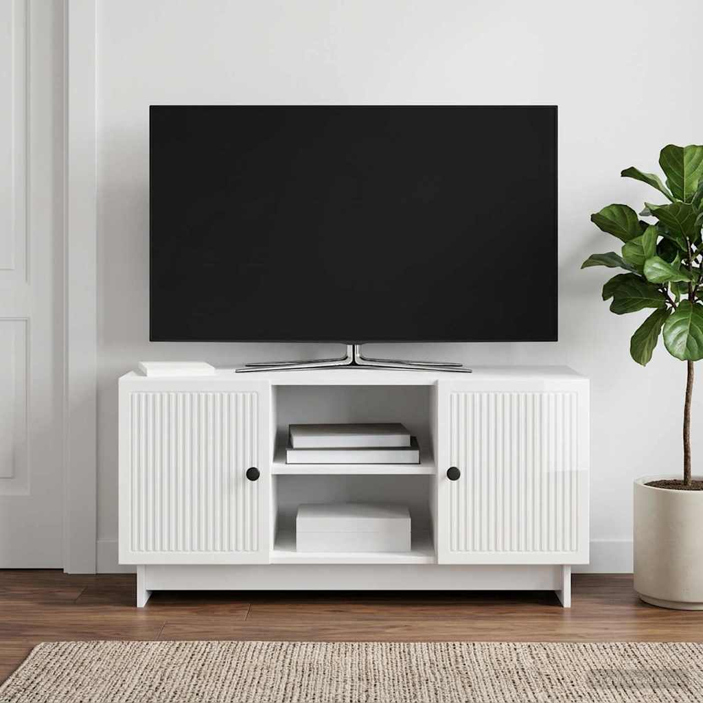 TV Cabinet 102 x 34.5 x 50 cm High Gloss White Engineered Wood