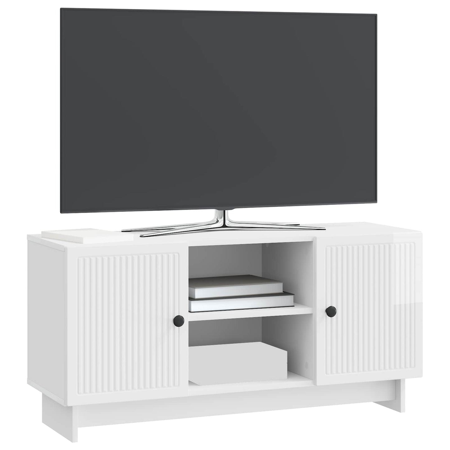 TV Cabinet 102 x 34.5 x 50 cm High Gloss White Engineered Wood