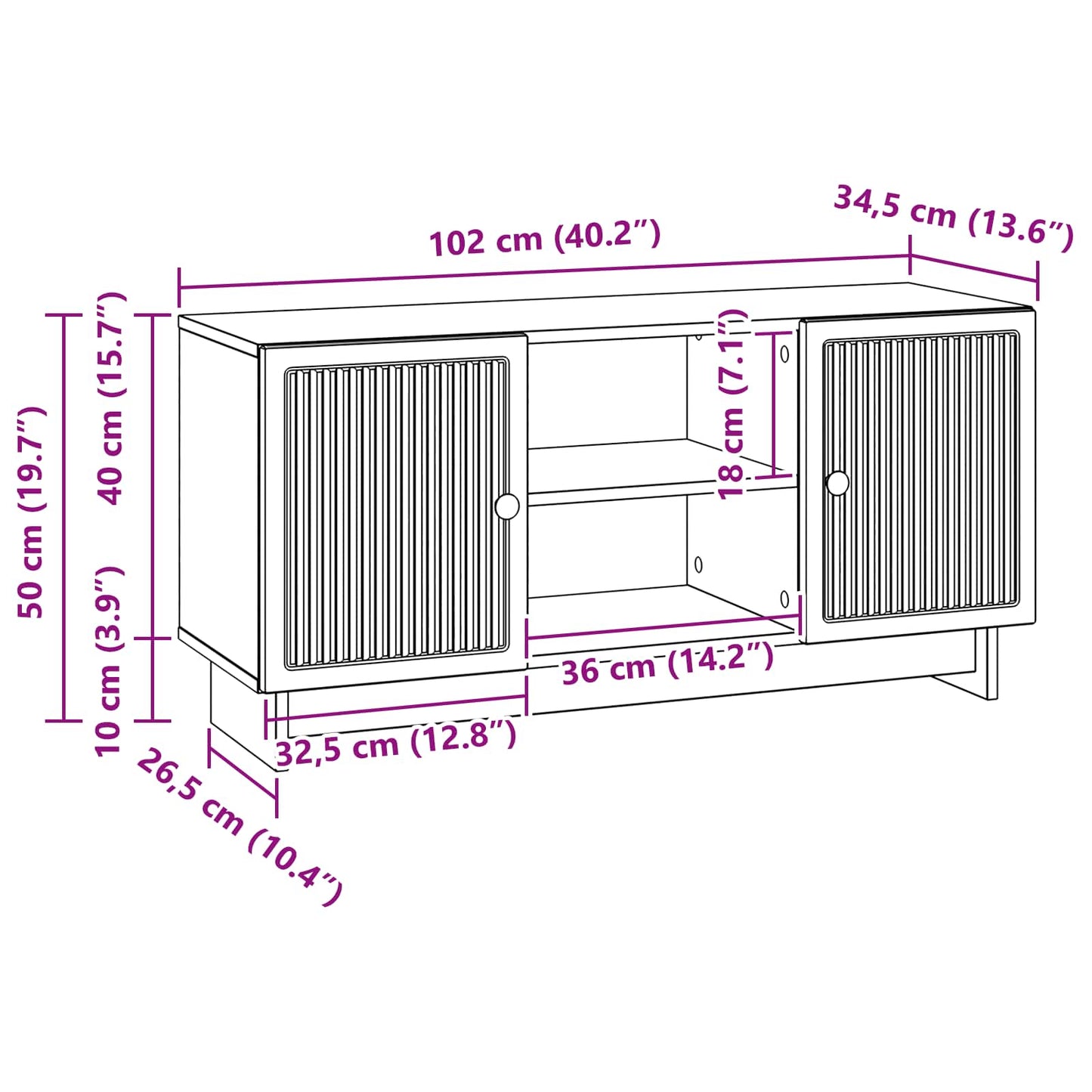 TV Cabinet 102 x 34.5 x 50 cm Smoked Oak Engineered Wood