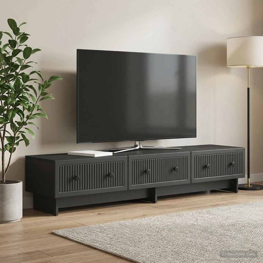 TV Cabinet with Drawer Black 147 x 34.5 x 30 cm Engineered Wood