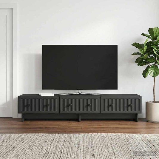 TV Cabinet with Drawer Black 147 x 34.5 x 30 cm Engineered Wood