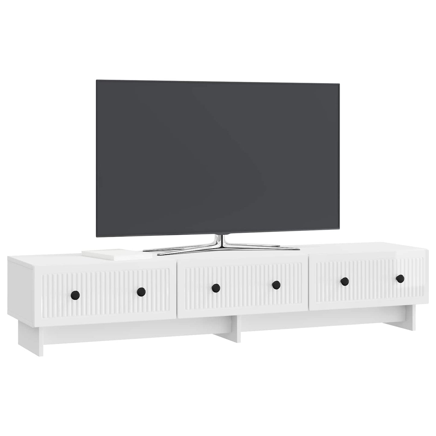 TV Cabinet 147 x 34.5 x 30 cm High Gloss White Engineered Wood