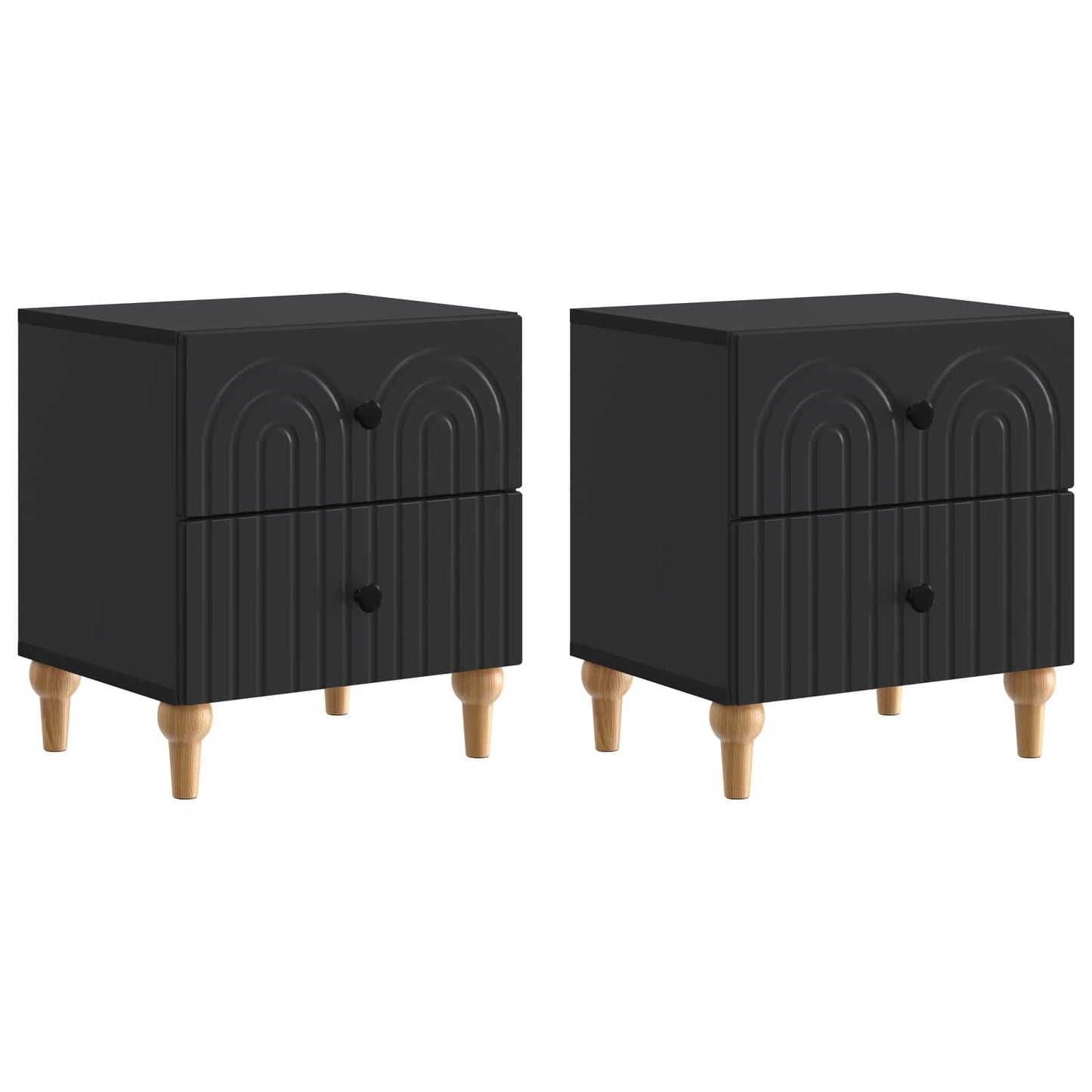Bedside Cabinet 2 pcs Black 43 x 34.5 x 48 cm Engineered Wood