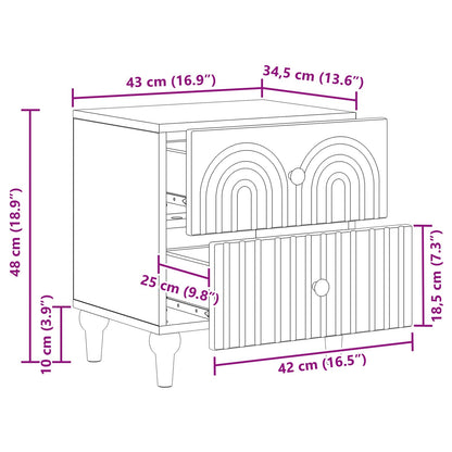 Bedside Cabinet 2 pcs Black 43 x 34.5 x 48 cm Engineered Wood