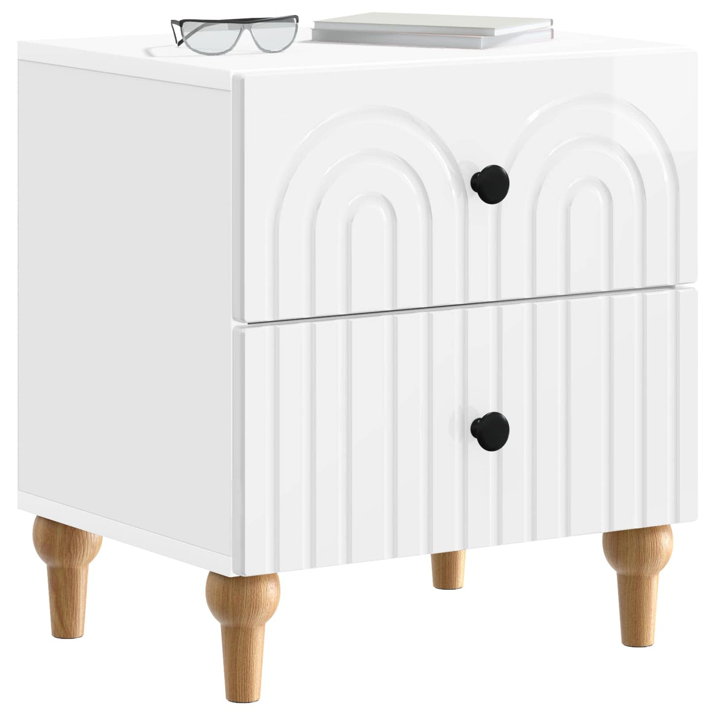 Bedside Cabinet with Drawer High Gloss White 43 x 34.5 x 48 cm