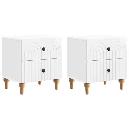 Bedside Cabinet 2 pcs High Gloss White 43 x 34.5 x 48 cm