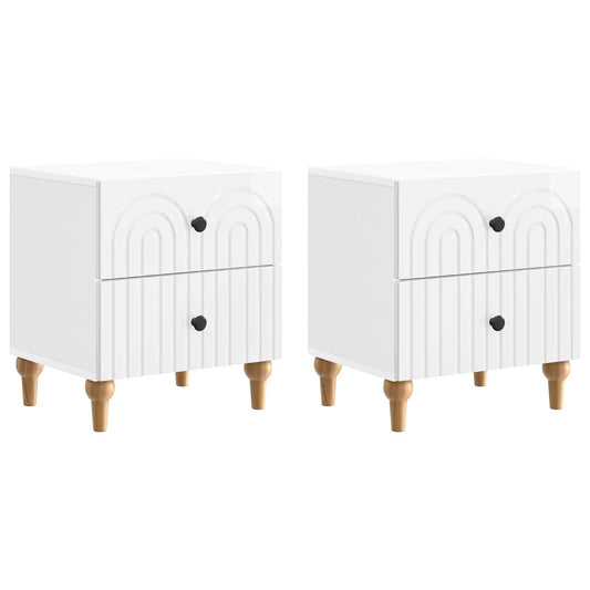 Bedside Cabinet 2 pcs High Gloss White 43 x 34.5 x 48 cm