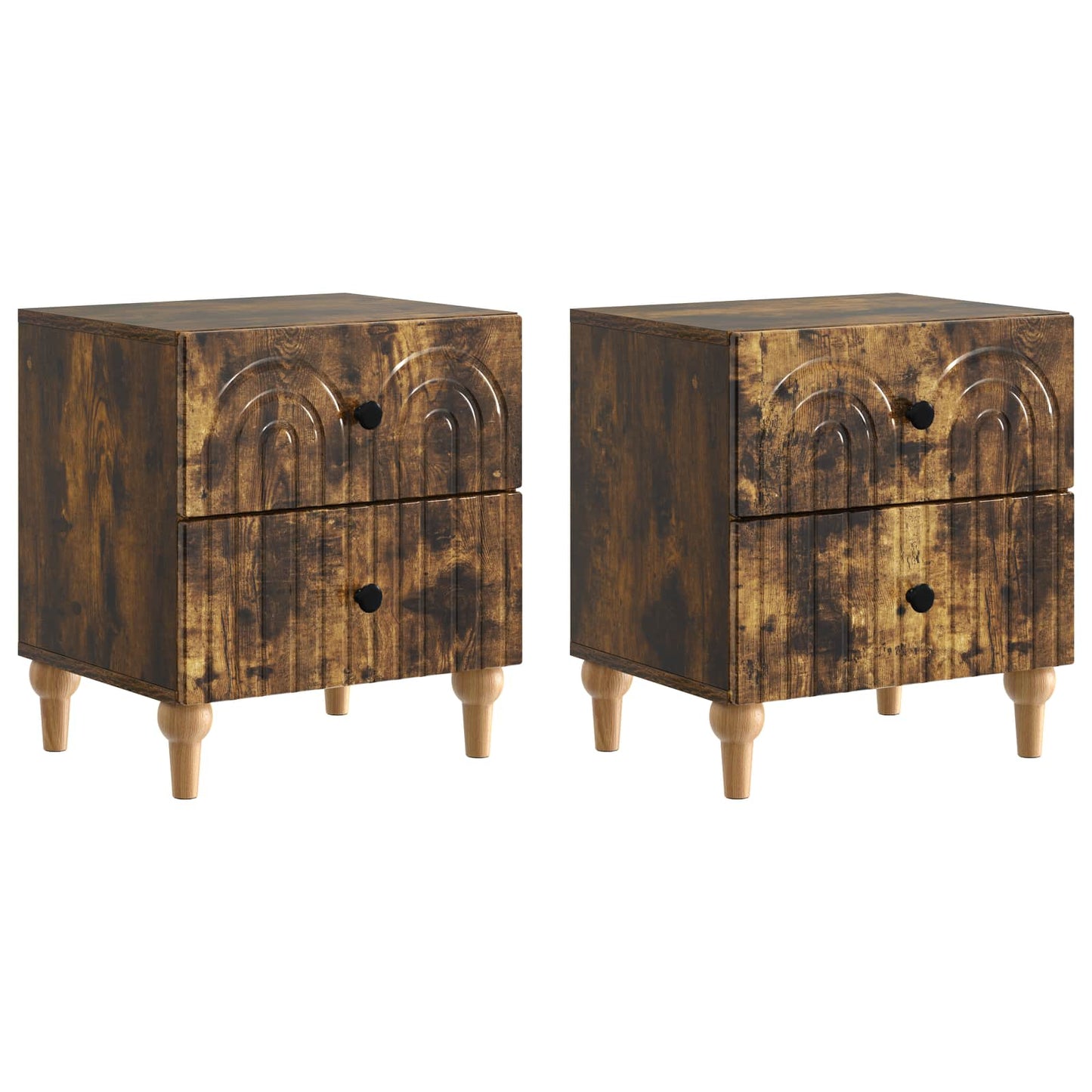 Bedside Cabinet 2 pcs Smoked Oak 43 x 34.5 x 48 cm