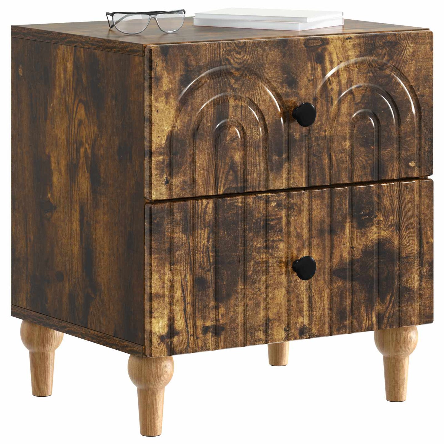 Bedside Cabinet with Drawer 2 pcs Smoked Oak 43 x 34.5 x 48 cm