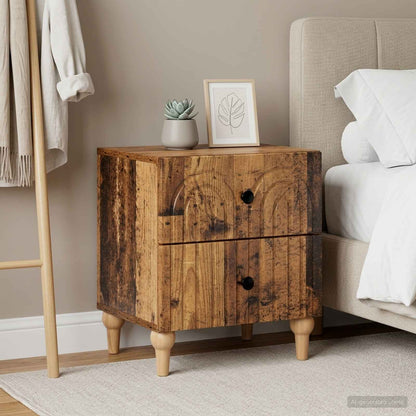 Bedside Cabinet with Drawer 2 pcs Old Wood 43 x 34.5 x 48 cm