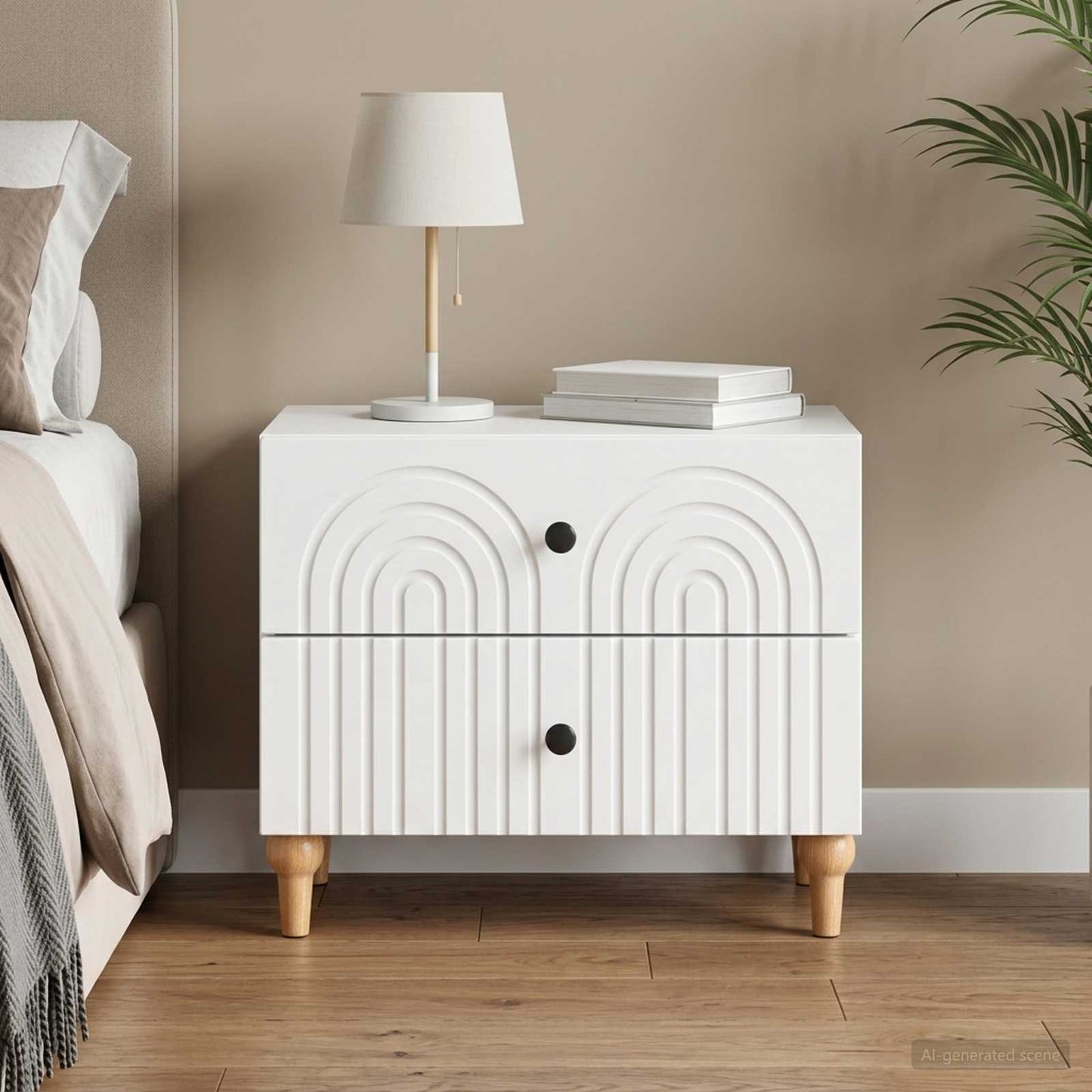 Bedside Cabinet White 62 x 34.5 x 48 cm Engineered Wood