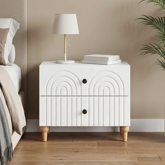 Bedside Cabinet White 62 x 34.5 x 48 cm Engineered Wood