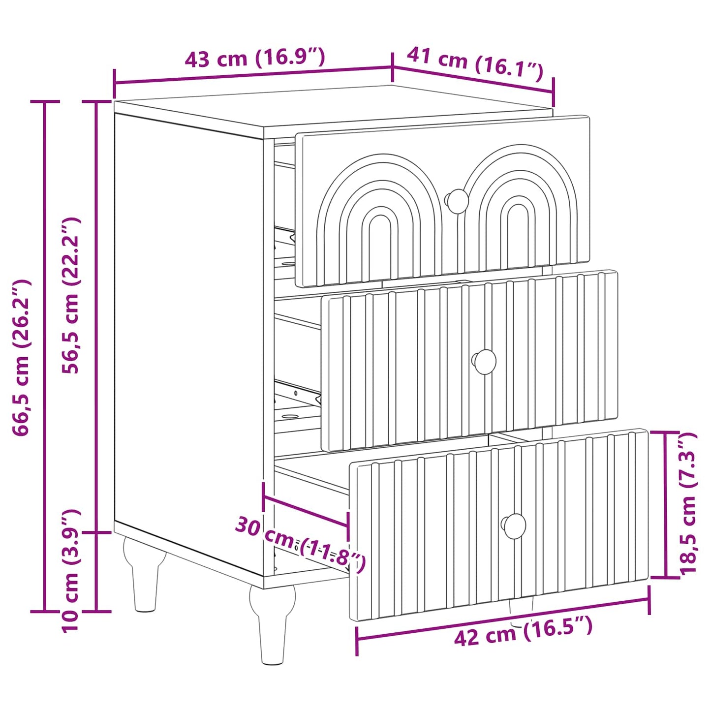 Bedside Cabinet Smoked Oak 43x 41 x 66.5 cm Engineered Wood