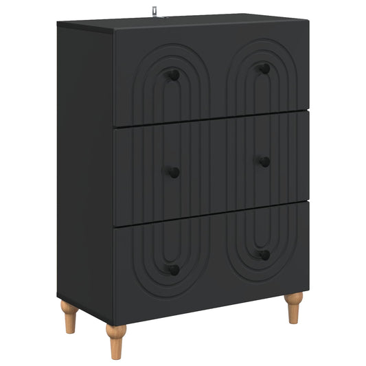 Drawer Cabinet Black 66 x 34.5 x 90 cm Engineered Wood