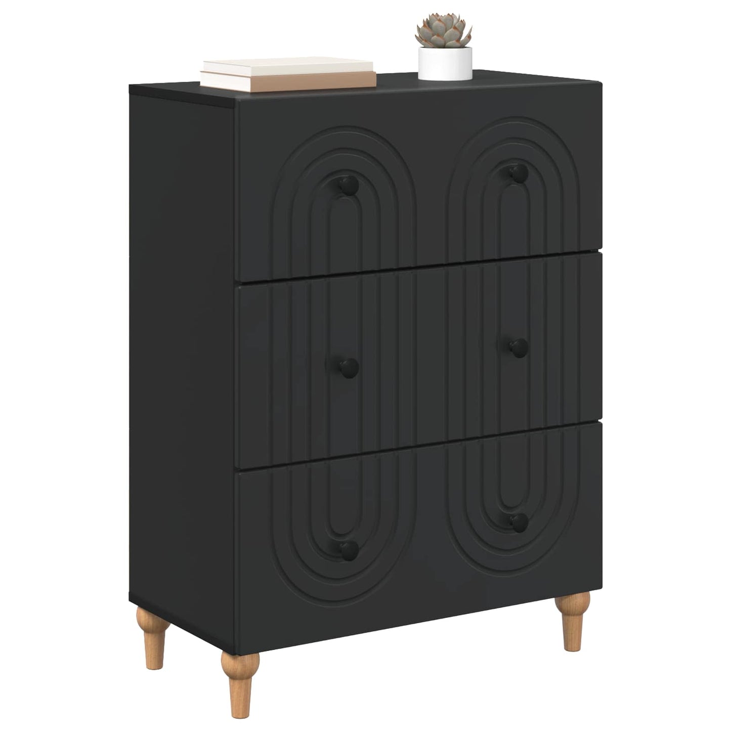 Drawer Cabinet Black 66 x 34.5 x 90 cm Engineered Wood