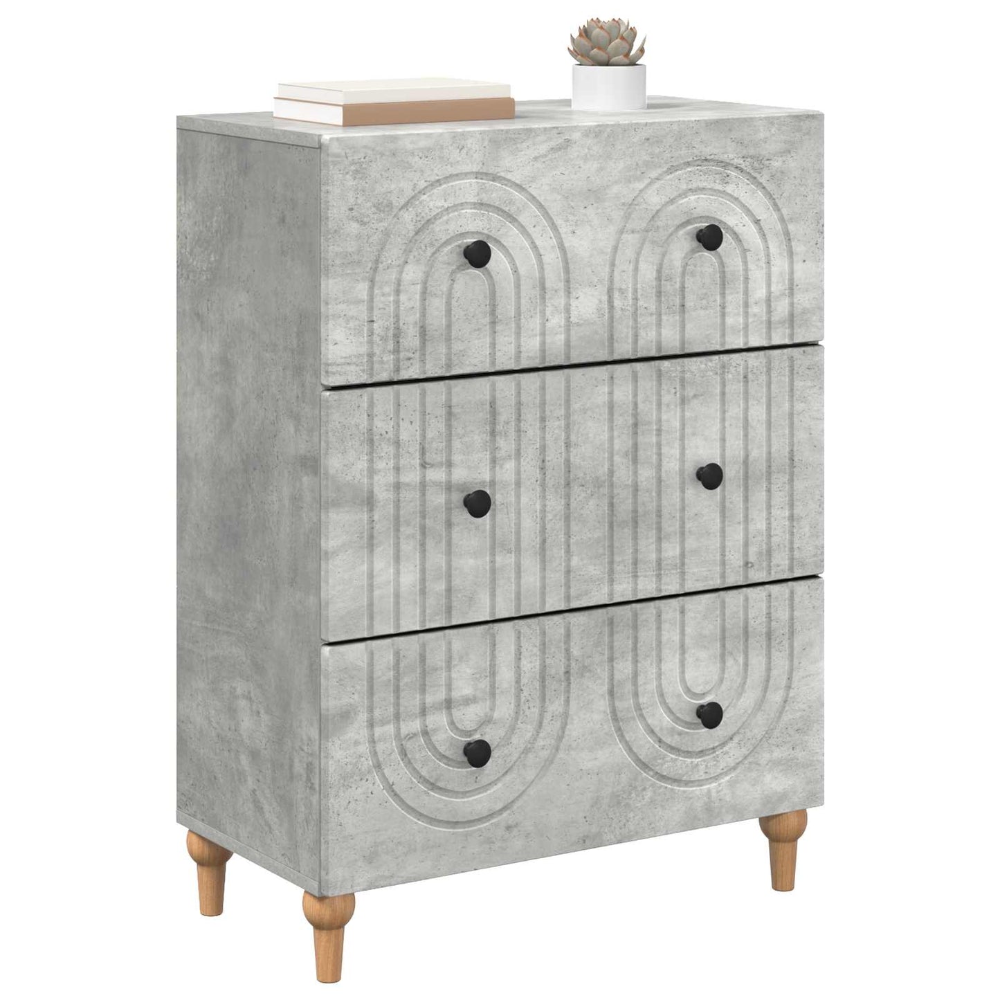 Drawer Cabinet Concrete Grey 66 x 34.5 x 90 cm Engineered Wood